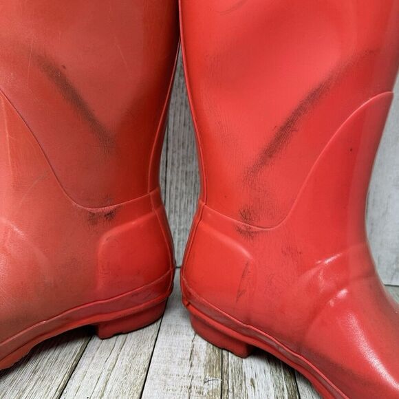 Hunter Rain Boots Womens Size 7 Pink Rubber Original Tall Classic Outdoor Matte - Picture 5 of 12